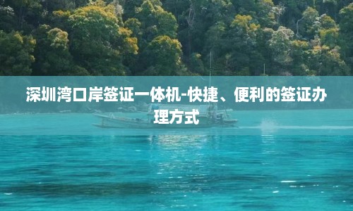 深圳湾口岸签证一体机-快捷、便利的签证办理方式