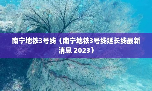 南宁地铁3号线（南宁地铁3号线延长线最新消息 2023）