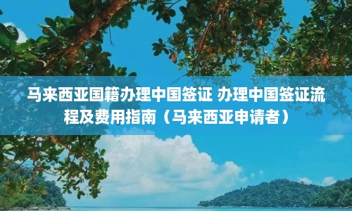 马来西亚国籍办理中国签证 办理中国签证流程及费用指南（马来西亚申请者）  第1张
