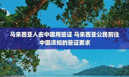 马来西亚人去中国用签证 马来西亚公民前往中国须知的签证要求  第1张