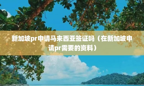 新加坡pr申请马来西亚签证吗（在新加坡申请pr需要的资料）  第1张
